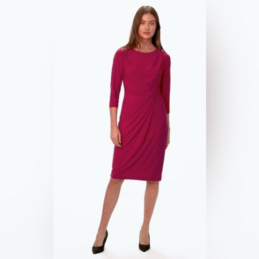 Simonton Says by George Simonton Twist Waist 3/4 Sleeves Pink Dress